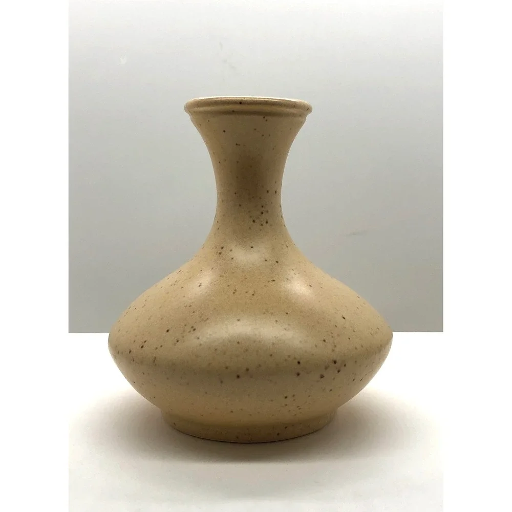 Vintage Ceramic Butterfly Floral Bud Vase Speckled Cream Nature Decor 5 Inch